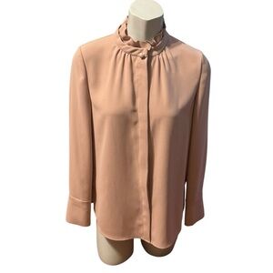 NWOT SHEESMISS  pink blouse with a ruffled collar SZ M